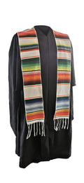 White Mexican Serape Graduation Stole/Sash - Graduation Cap&Gown