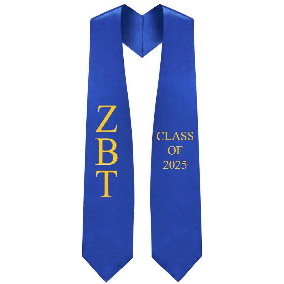 Zeta Beta Tau Lettered Stole w/ Year - Graduation Cap&Gown