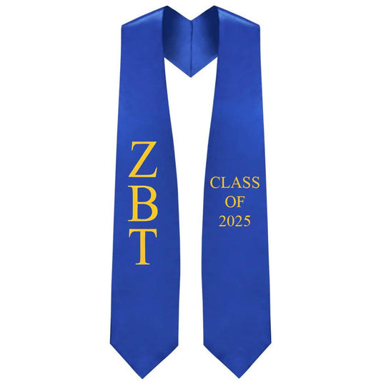 Zeta Beta Tau Lettered Stole w/ Year - Graduation Cap&Gown
