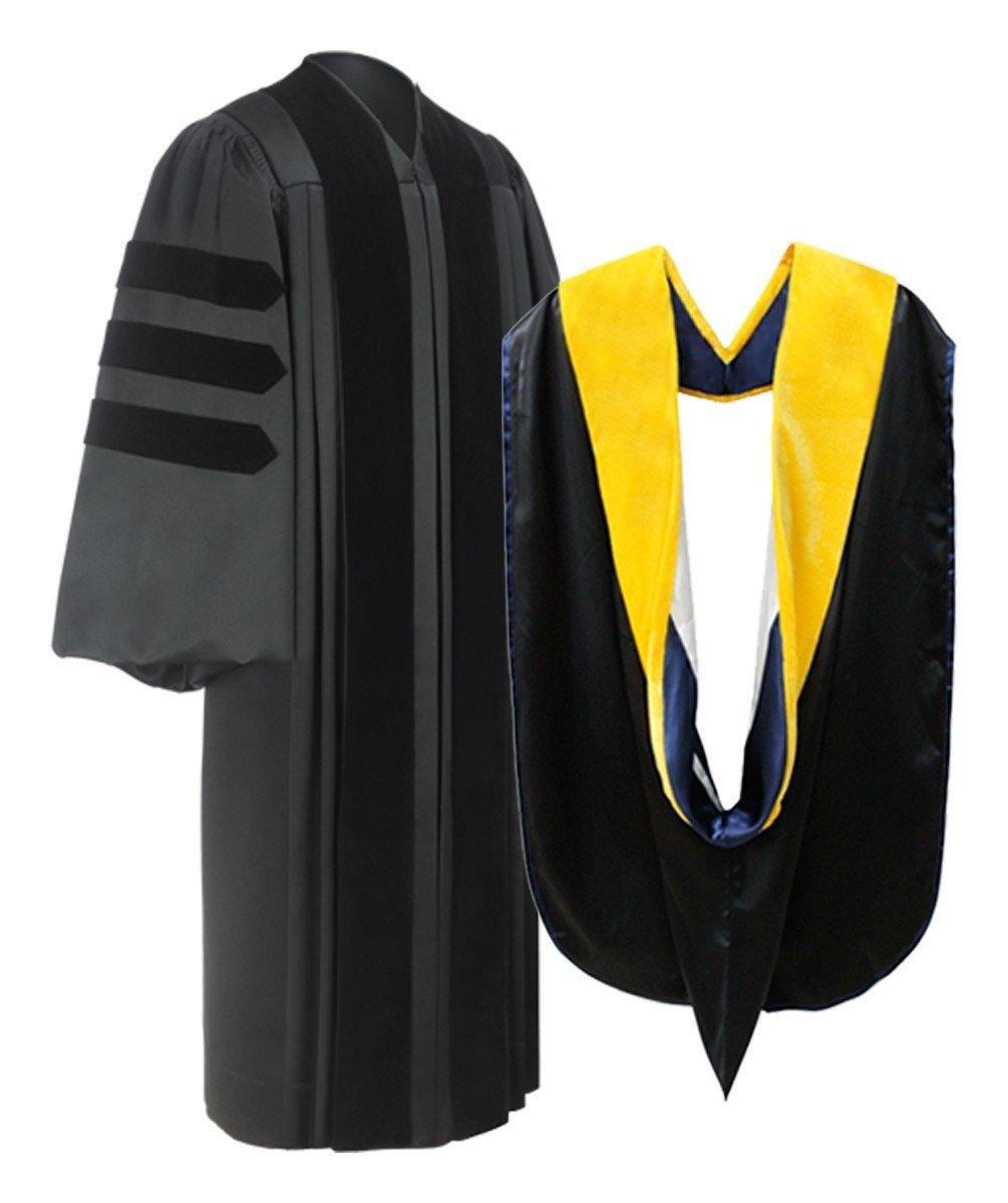 Deluxe Doctoral Academic Gown & Hood Package - Graduation Cap&Gown