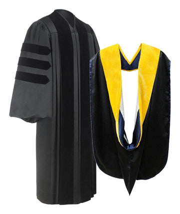 Deluxe Doctoral Academic Gown & Hood Package - Graduation Cap&Gown