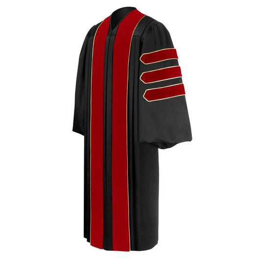 8 Luxury Doctoral Gown with Gold Trim – Elegance for Your Graduation Day - Graduation Cap&Gown