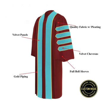 Custom Deluxe Doctoral Graduation Gown - Graduation Cap&Gown