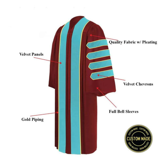 Custom Deluxe Doctoral Graduation Gown - Graduation Cap&Gown