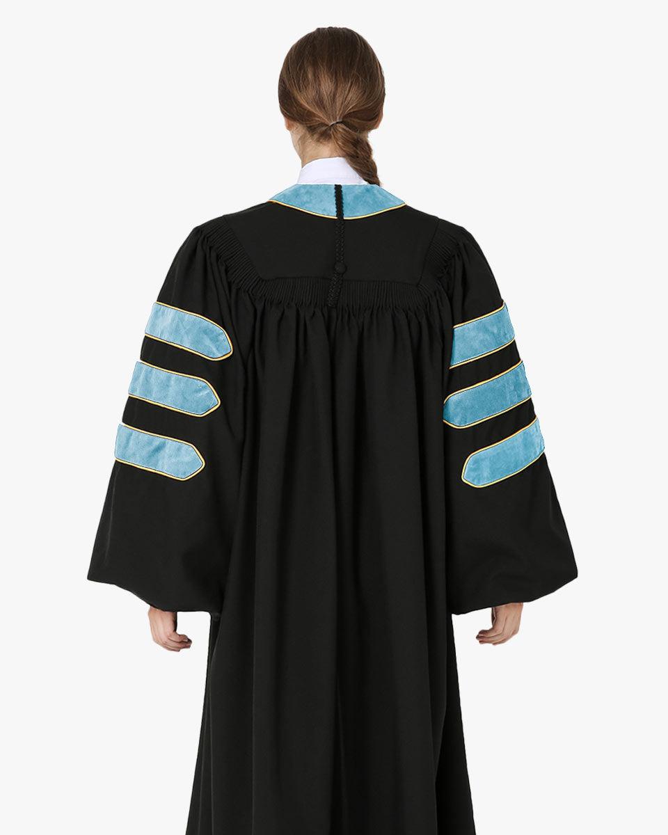 Deluxe Doctoral Tam, Gown & Hood Package - Light Blue - Graduation Cap&Gown