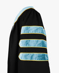 Deluxe Doctoral Gown Tam - Light Blue Trim with Gold Piping - Graduation Cap&Gown