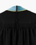 Deluxe Doctoral Gown Tam - Light Blue Trim with Gold Piping - Graduation Cap&Gown