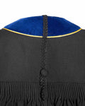 Deluxe Doctoral Gown Tam - PhD Blue Trim with Gold Piping - Graduation Cap&Gown
