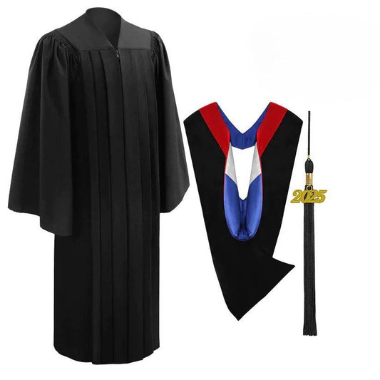 Deluxe Black Bachelors Graduation Gown & Hood Package - Graduation Cap&Gown