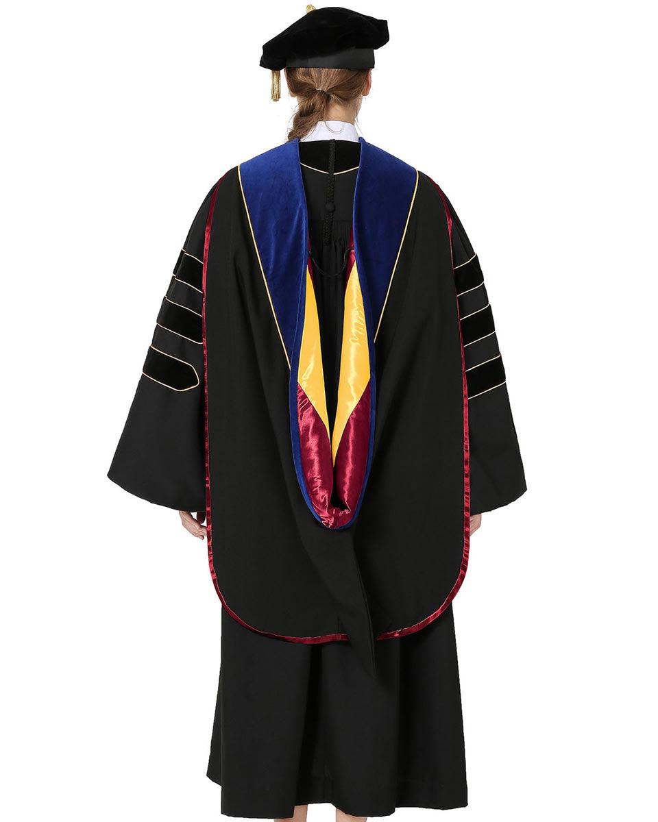 Deluxe PHD Doctoral Hood with Gold Piping - 10 Color Combinations Available - Graduation Cap&Gown