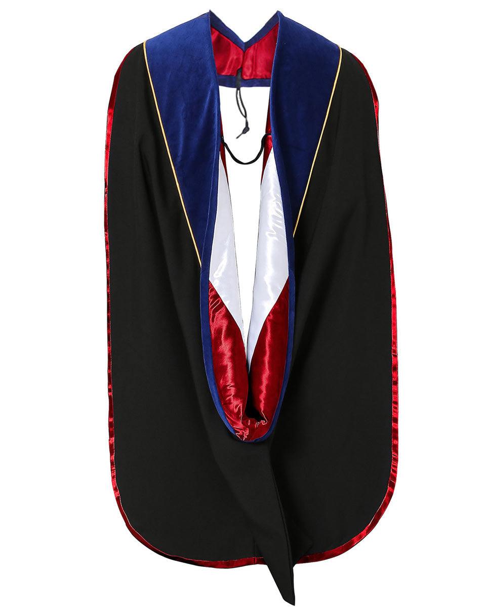 Deluxe PHD Doctoral Hood with Gold Piping - 10 Color Combinations Available - Graduation Cap&Gown