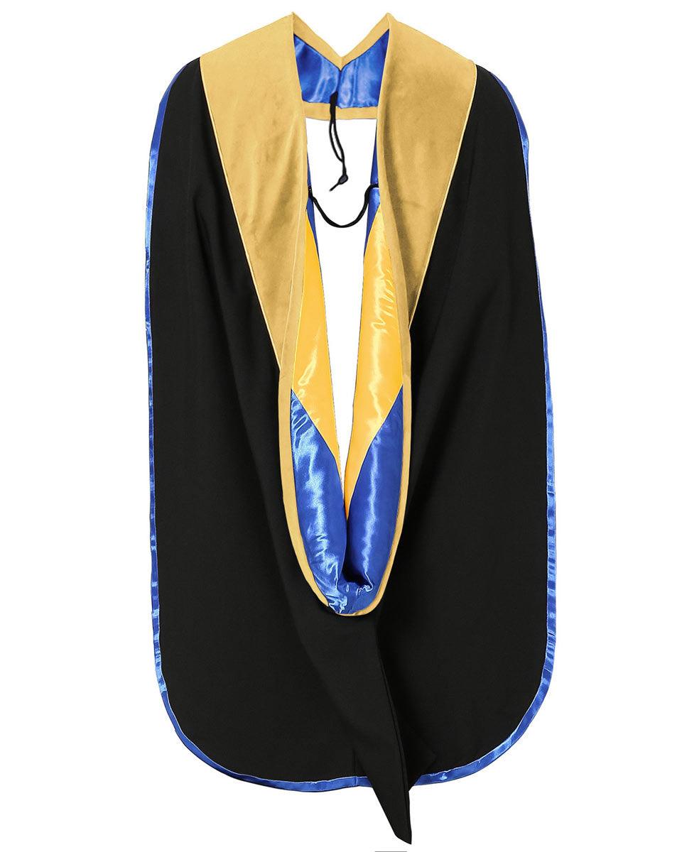 Deluxe PHD Doctoral Hood with Gold Piping - 10 Color Combinations Available - Graduation Cap&Gown