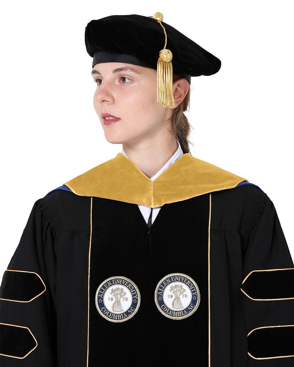 Deluxe PHD Doctoral Hood with Gold Piping - 10 Color Combinations Available - Graduation Cap&Gown