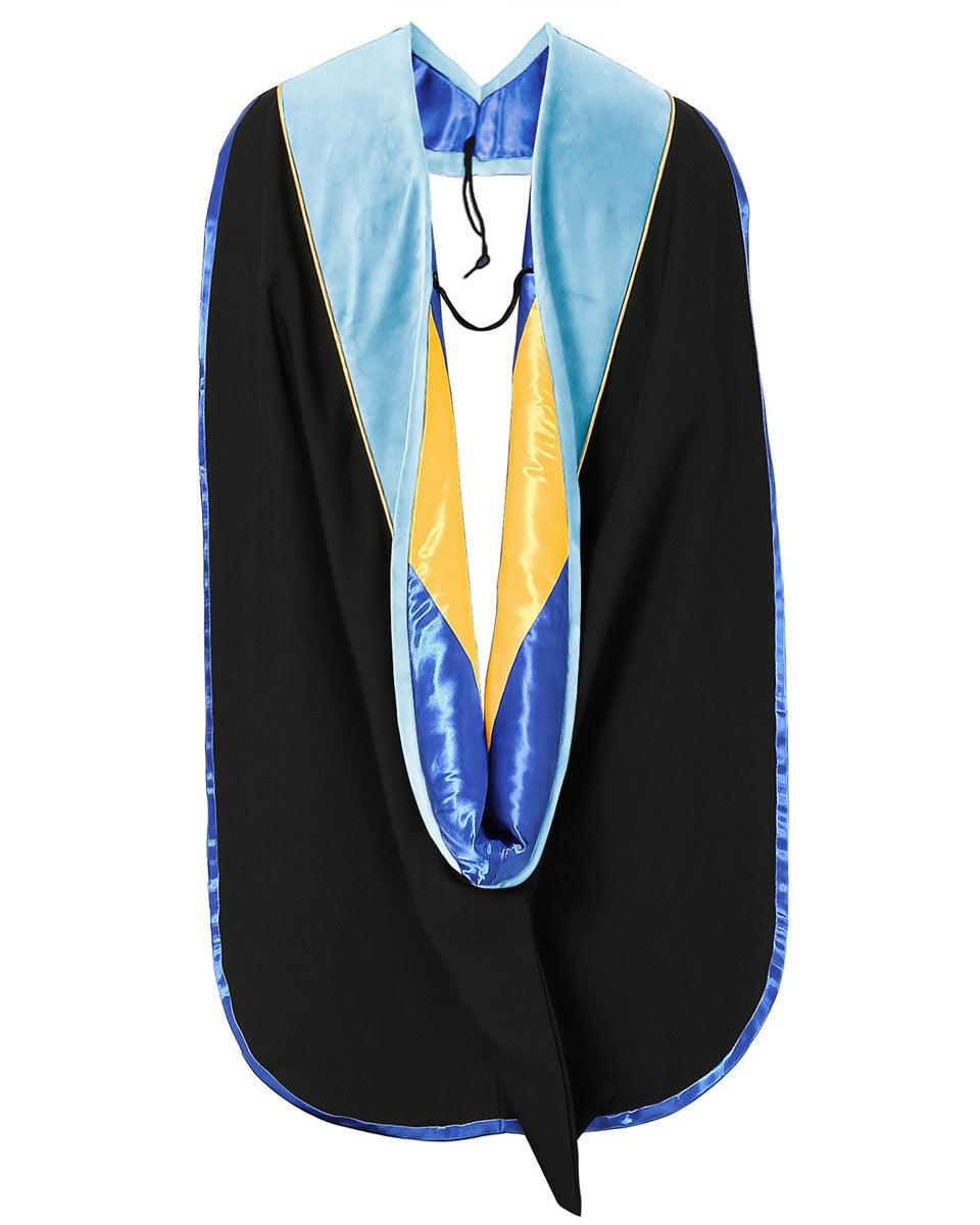 Deluxe PHD Doctoral Hood with Gold Piping - 10 Color Combinations Available - Graduation Cap&Gown