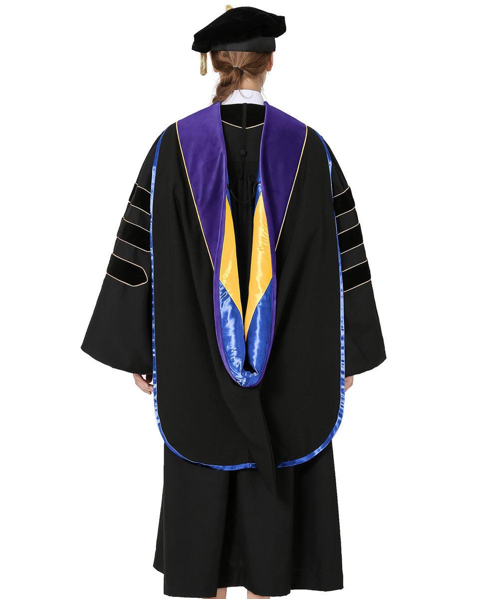 Deluxe PHD Doctoral Hood with Gold Piping - 10 Color Combinations Available - Graduation Cap&Gown