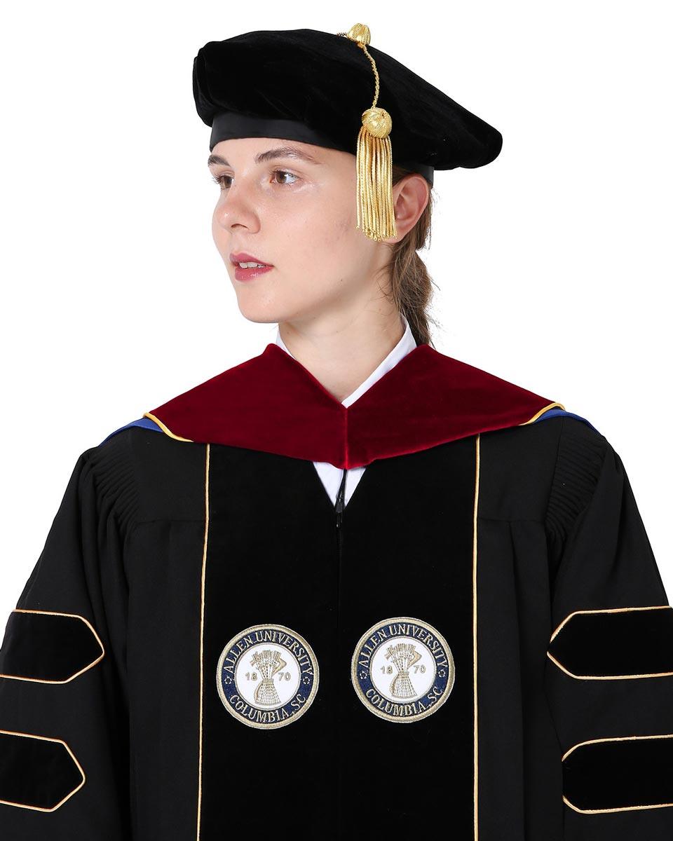 Deluxe PHD Doctoral Hood with Gold Piping - 10 Color Combinations Available - Graduation Cap&Gown