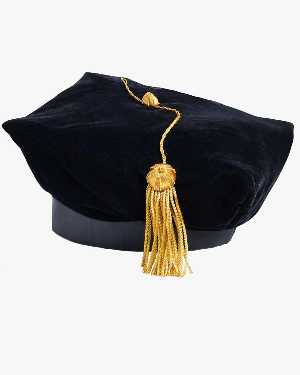 Black Deluxe Doctorate Tam – 4-6-8 Sided Available - Graduation Cap&Gown