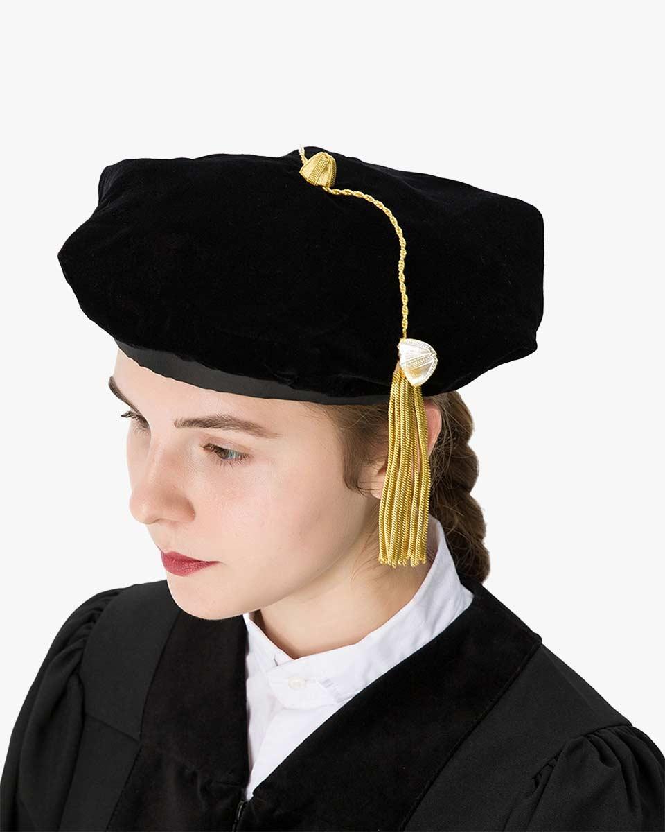 Black Deluxe Doctorate Tam – 4-6-8 Sided Available - Graduation Cap&Gown