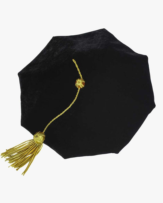 Black Deluxe Doctorate Tam – 4-6-8 Sided Available - Graduation Cap&Gown