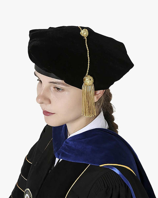 Black Deluxe Doctorate Tam – 4-6-8 Sided Available - Graduation Cap&Gown