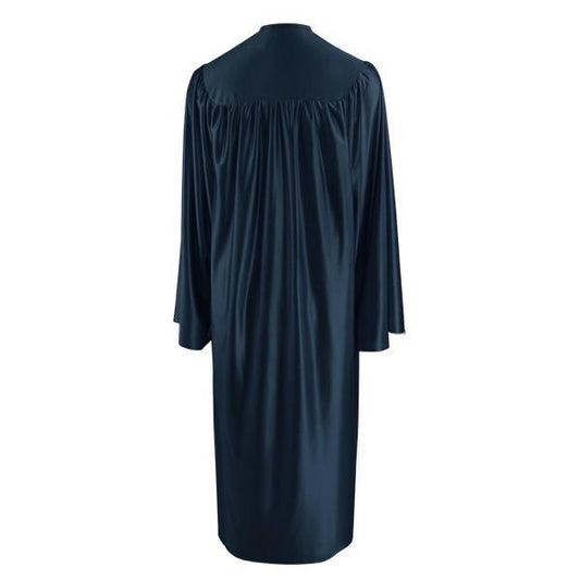 Shiny Navy Blue High School Gown - Graduation Cap&Gown