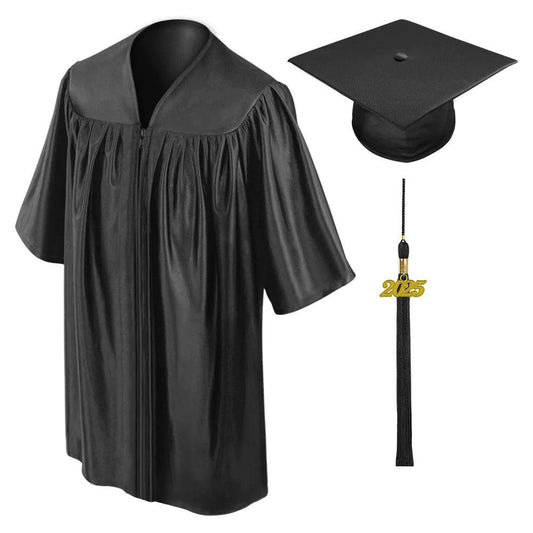 Shiny Black Kindergarten/Preschool Cap & Gown - Graduation Cap&Gown