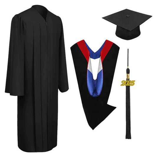 Matte Black Bachelors Cap, Gown & Hood Package - Graduation Cap&Gown