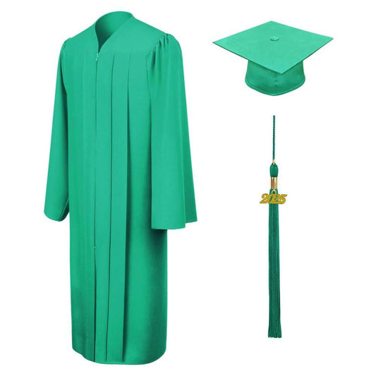 Matte Emerald Green Junior High/Middle School Cap & Gown - Graduation Cap&Gown