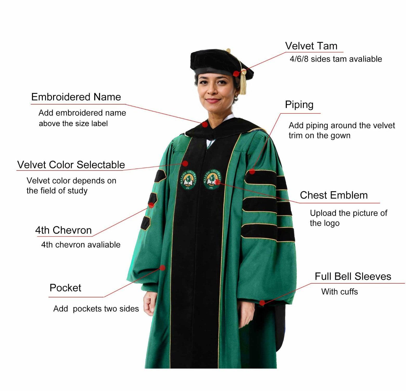 Custom Deluxe Doctoral Gown & Tam Package - Graduation Cap&Gown