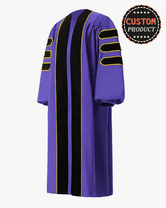 Custom Deluxe Doctoral Gown - Velvet Split - Graduation Cap&Gown