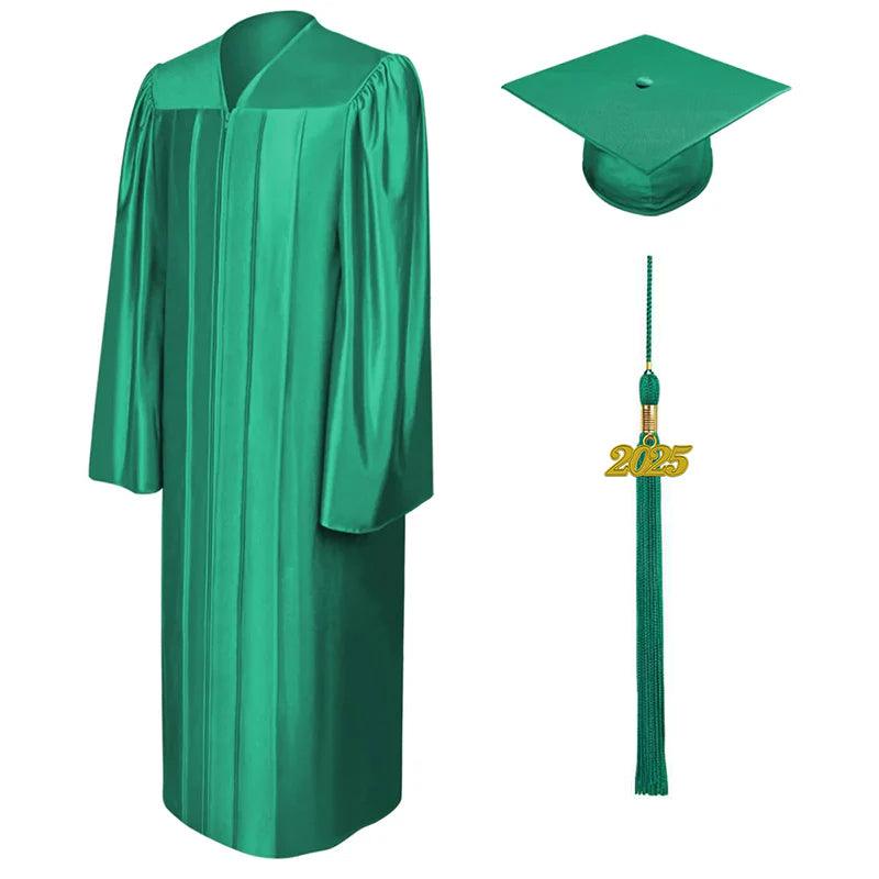 Shiny Emerald Green Bachelors Academic Cap & Gown - Graduation Cap&Gown