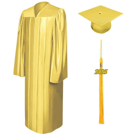 Shiny Gold High School Cap & Gown - Graduation Cap&Gown