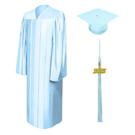 Shiny Light Blue Junior High/Middle School Cap & Gown - Graduation Cap&Gown