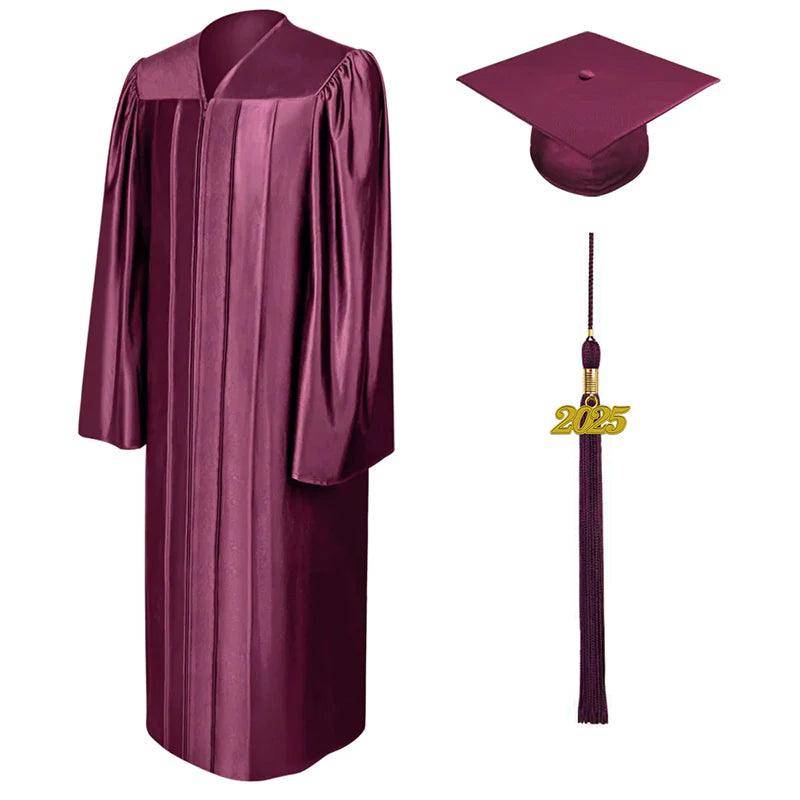 Shiny Maroon Bachelors Academic Cap & Gown - Graduation Cap&Gown