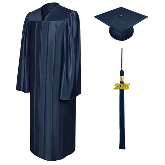 Shiny Navy Blue Junior High/Middle School Cap & Gown - Graduation Cap&Gown