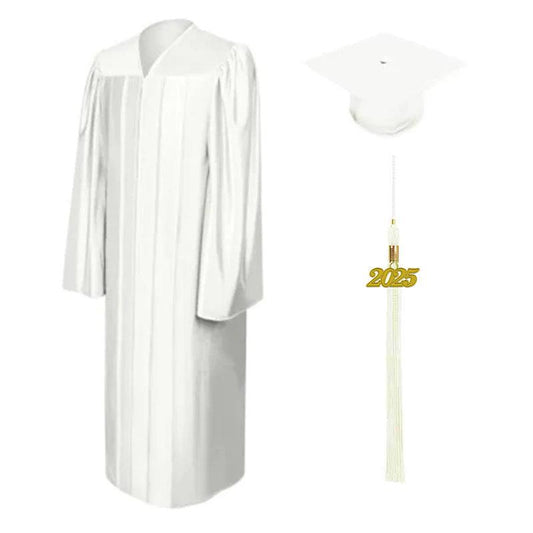 Shiny White Junior High/Middle School Cap & Gown - Graduation Cap&Gown