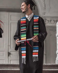Mexican Serape Graduation Stole with White Tassel - 7 Colors Available - Graduation Cap&Gown
