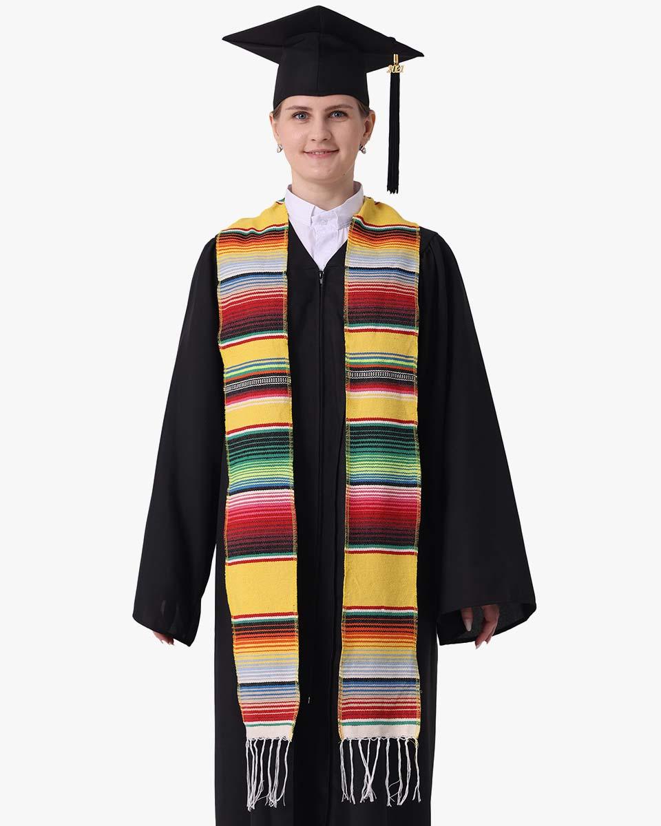 Mexican Serape Graduation Stole with White Tassel - 7 Colors Available - Graduation Cap&Gown