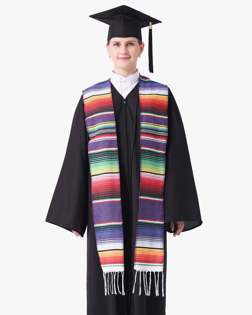 Mexican Serape Graduation Stole with White Tassel - 7 Colors Available - Graduation Cap&Gown