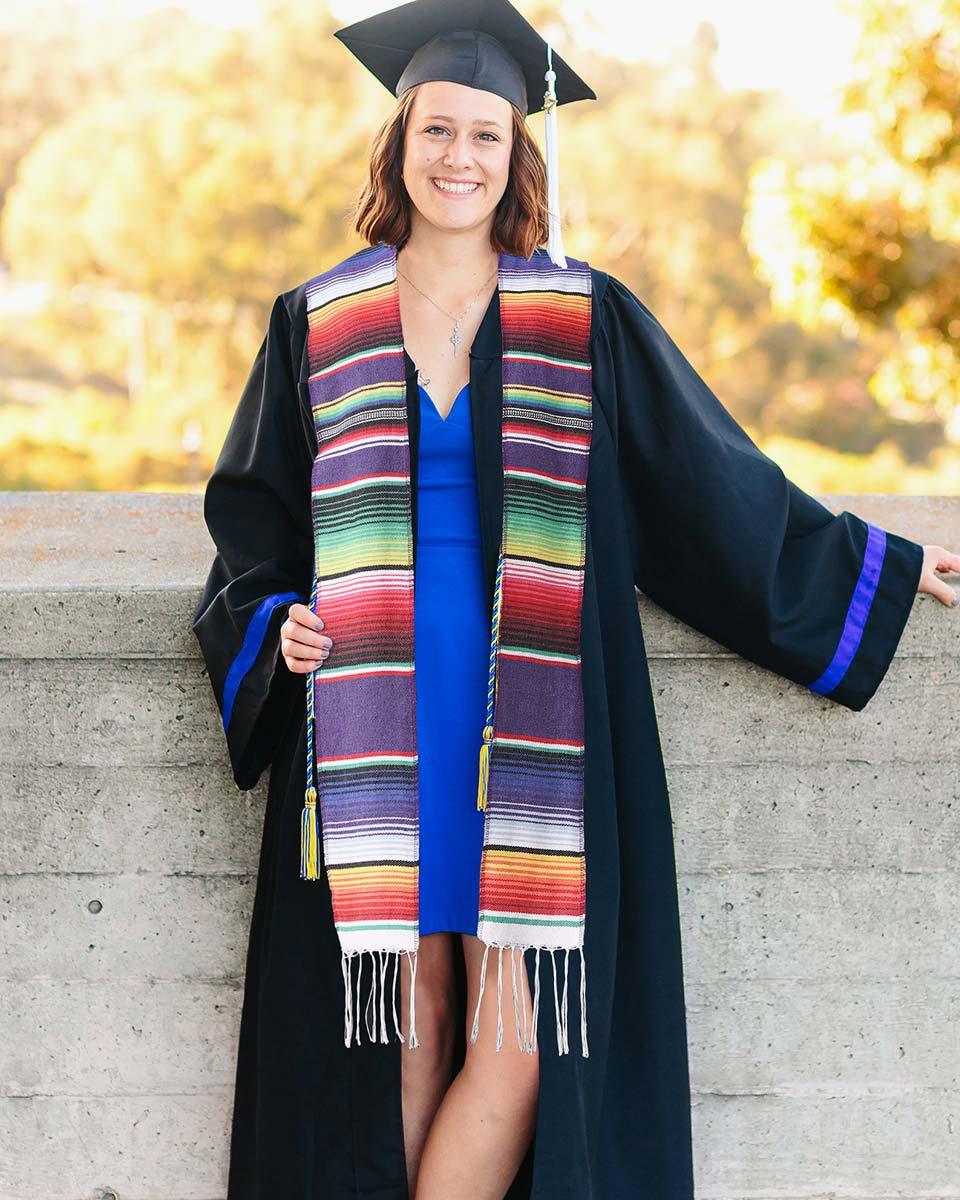 Mexican Serape Graduation Stole with White Tassel - 7 Colors Available - Graduation Cap&Gown