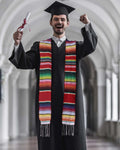 Mexican Serape Graduation Stole with White Tassel - 7 Colors Available - Graduation Cap&Gown
