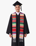 Mexican Serape Graduation Stole with White Tassel - 7 Colors Available - Graduation Cap&Gown