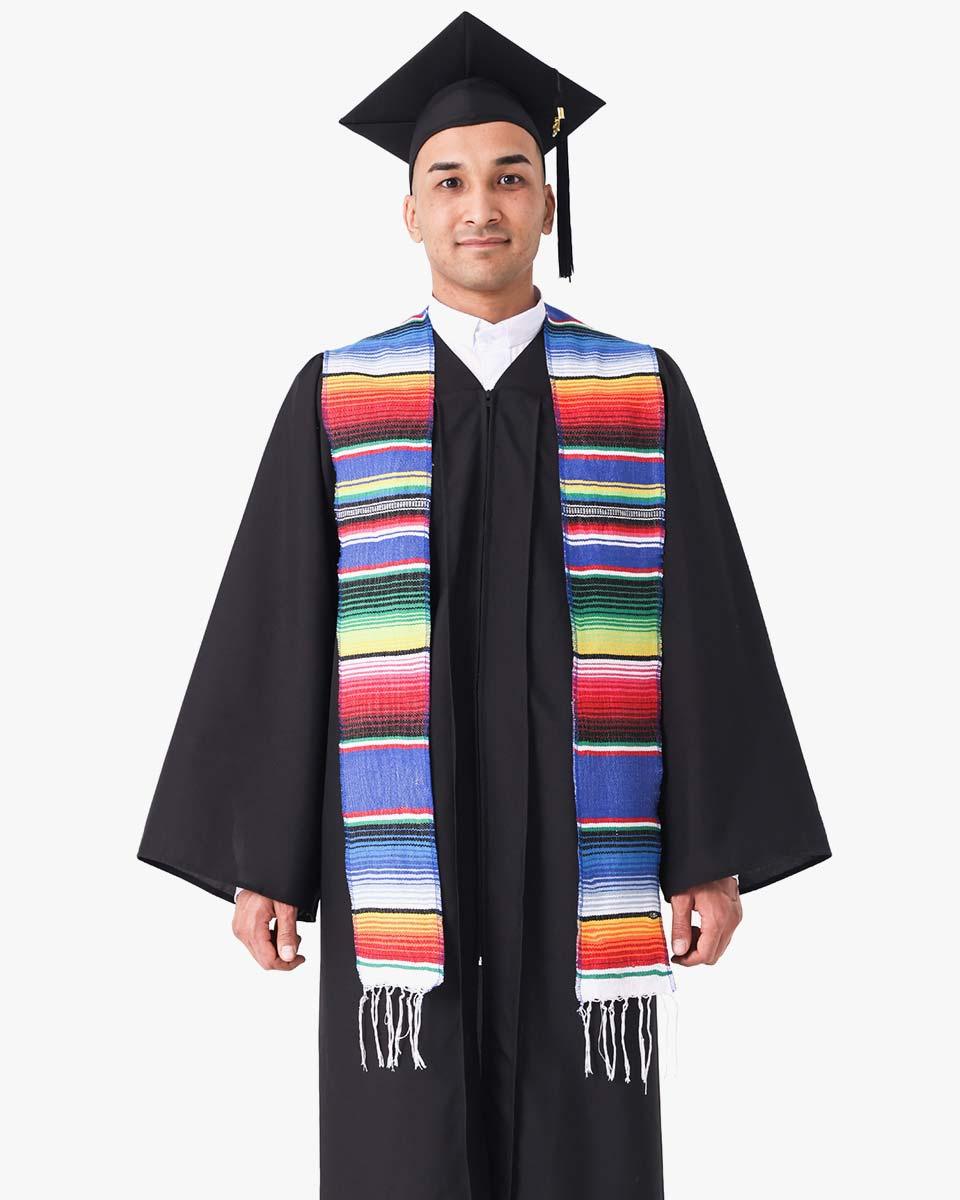 Mexican Serape Graduation Stole with White Tassel - 7 Colors Available - Graduation Cap&Gown