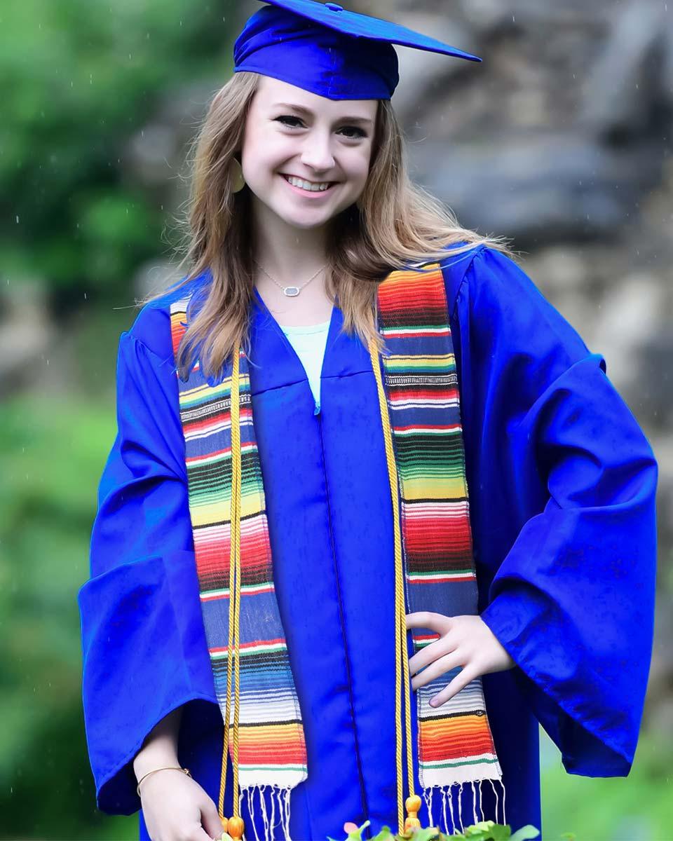 Mexican Serape Graduation Stole with White Tassel - 7 Colors Available - Graduation Cap&Gown
