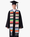 Mexican Serape Graduation Stole with White Tassel - 7 Colors Available - Graduation Cap&Gown